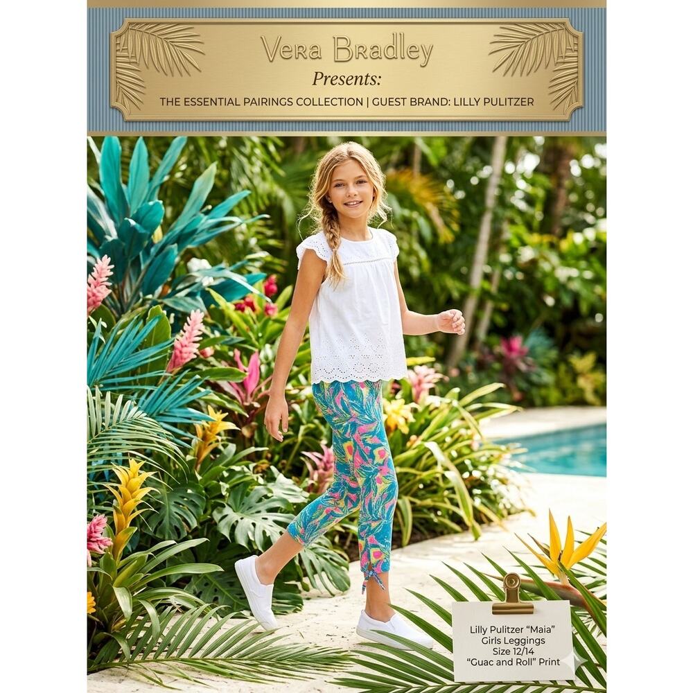 Lilly Pulitzer Girls Maia Leggings in Guac and Roll